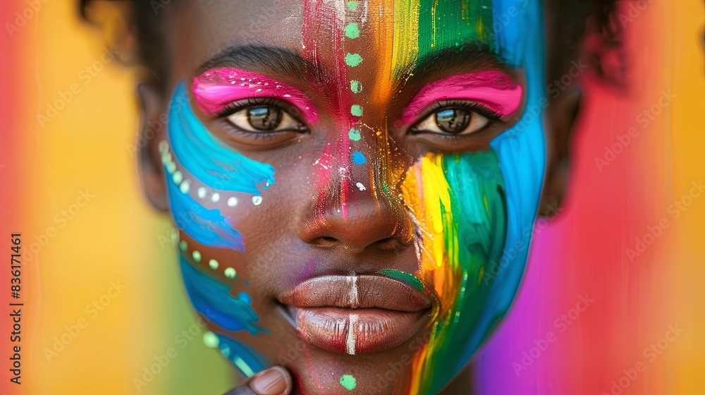 Joyful Young Woman at Colorful Festival Joyful Young Woman at Colorful Festival
