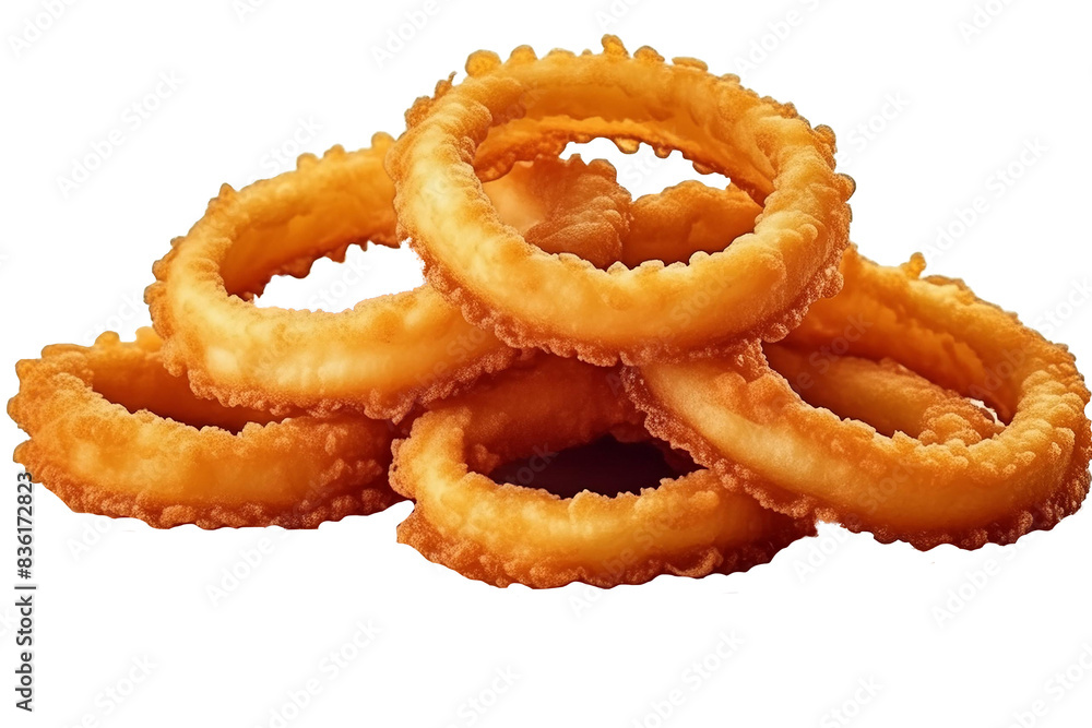 Onion rings in transparent background, generative AI Onion rings in transparent background, generative AI