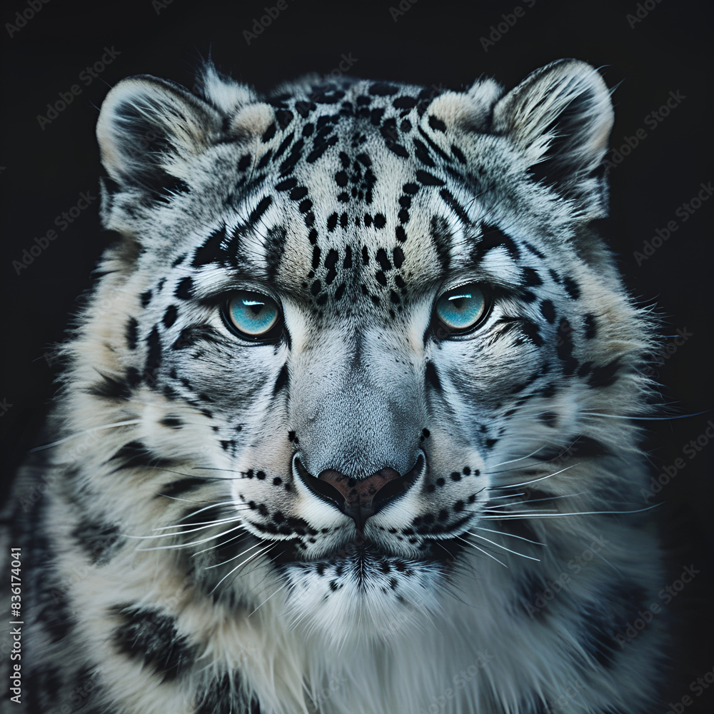 Portrait of a fierce and curious Snow Leopard Portrait of a fierce and curious Snow Leopard