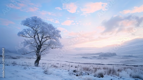 Scenic snowy landscape on the highland