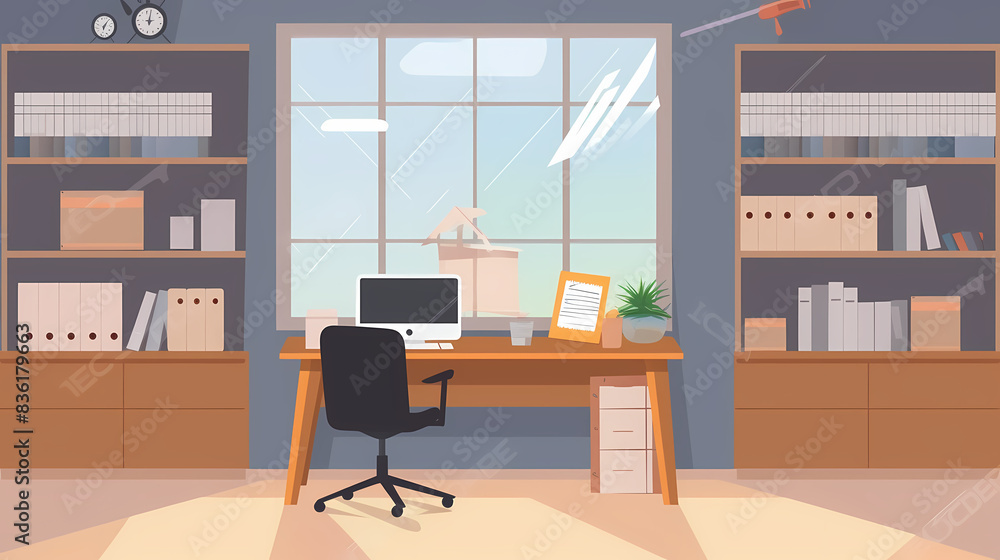 Business office in paper art vector image Business office in paper art vector image