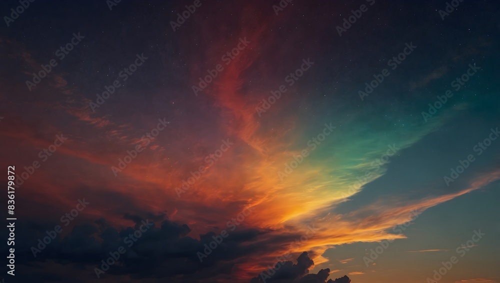 dance of colors in the sky as day transitions to night against a gradient background ai_generated dance of colors in the sky as day transitions to night against a gradient background ai_generated