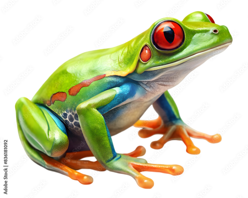 Red-Eyed Tree Frog Side View Illustration, Isolated on White Background, Ideal for Wildlife and Nature Conservation Projects Red-Eyed Tree Frog Side View Illustration, Isolated on White Background, Ideal for Wildlife and Nature Conservation Projects
