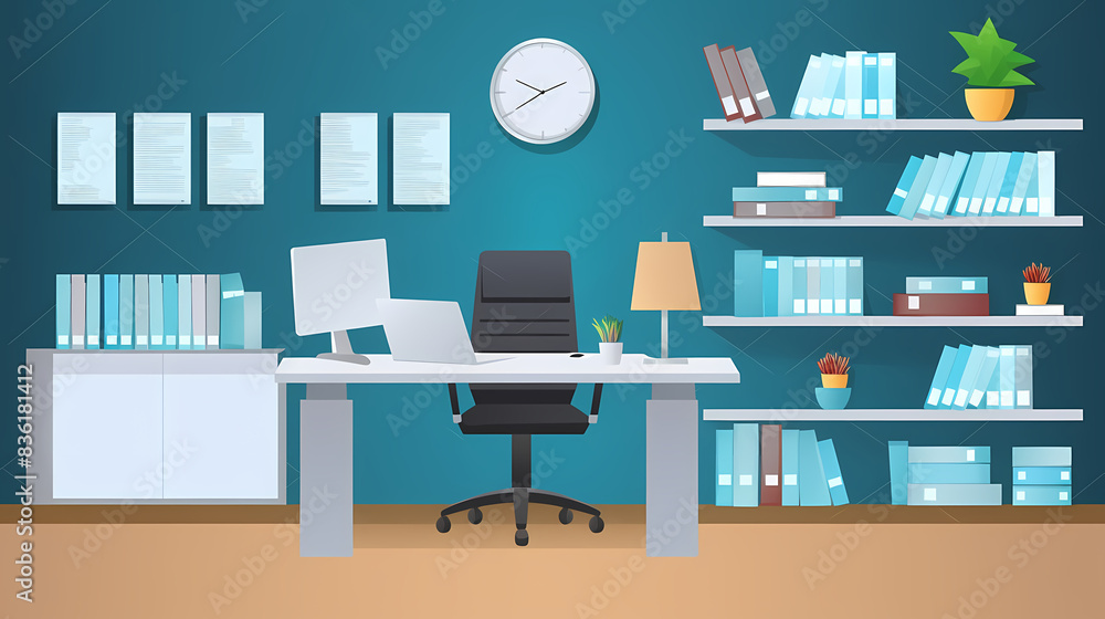 Business office in paper art vector image Business office in paper art vector image