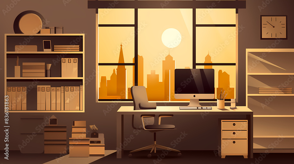 Business office in paper art vector image Business office in paper art vector image