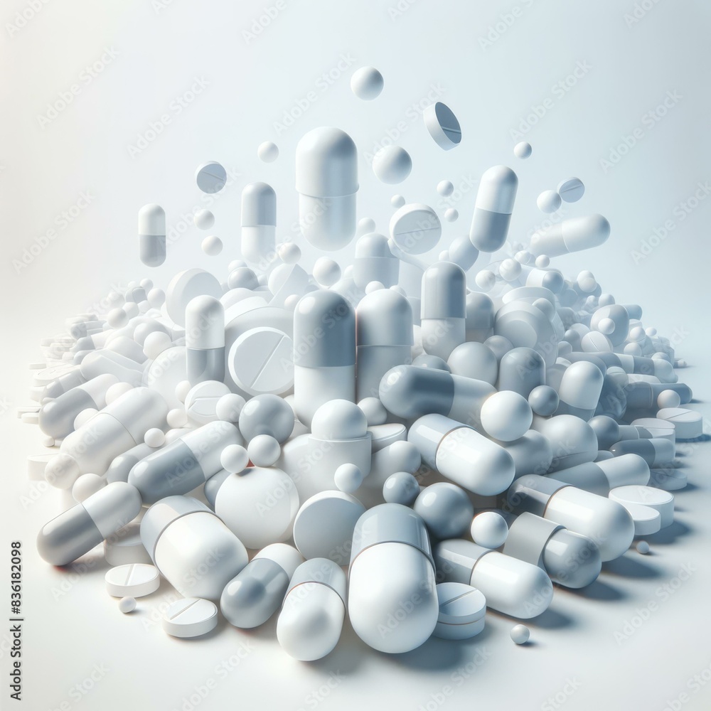 Assorted White and Gray Pills and Capsules Assorted White and Gray Pills and Capsules