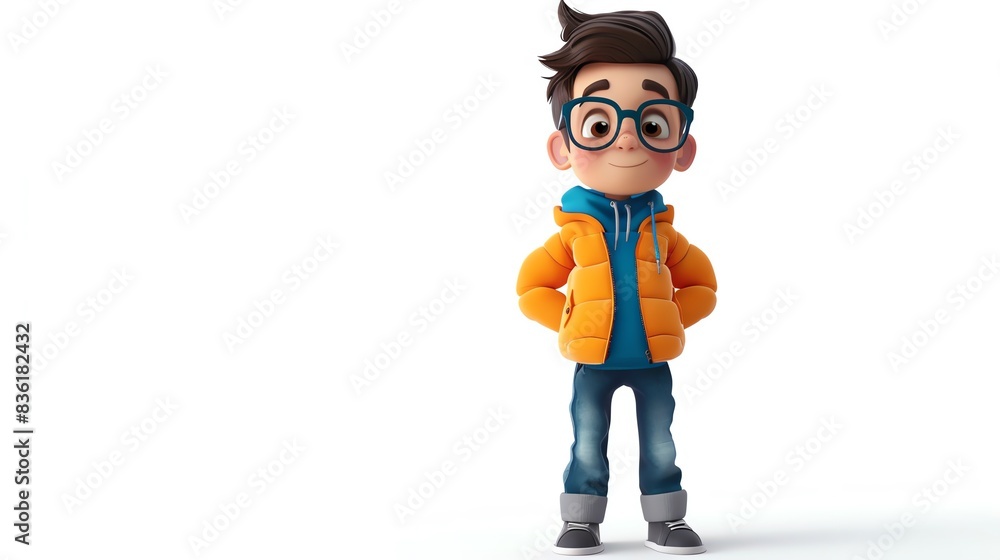 Stylized 3D cartoon young boy as a fashion designer, no logo, white background, high quality 8k Stylized 3D cartoon young boy as a fashion designer, no logo, white background, high quality 8k