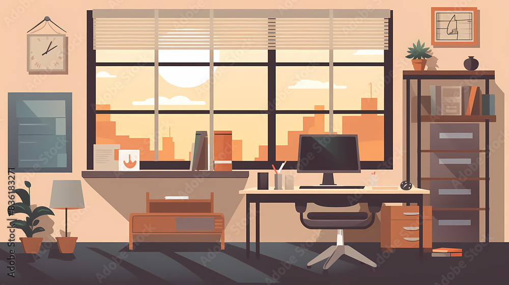 Business office in paper art vector image Business office in paper art vector image