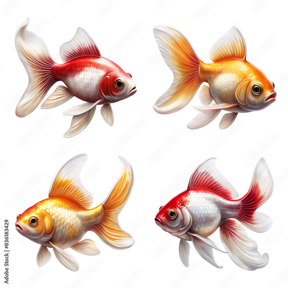 Vibrant Goldfish Collection. PNG transparent image, AI generative Vibrant Goldfish Collection. PNG transparent image, AI generative