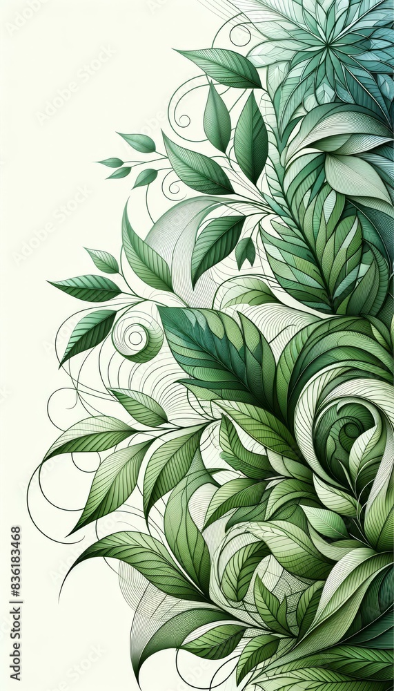 Intricate Green Leaf Pattern Illustration Intricate Green Leaf Pattern Illustration