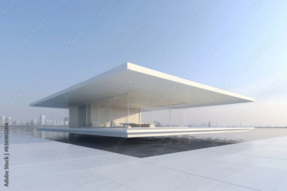 Obraz premium Concrete outdoor square building,Empty architectural background. 