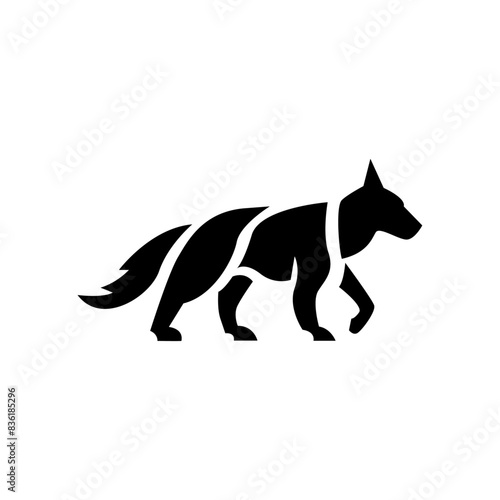 Wolf silhouette logo icon. Howling predator sign. Wild canine animal symbol design