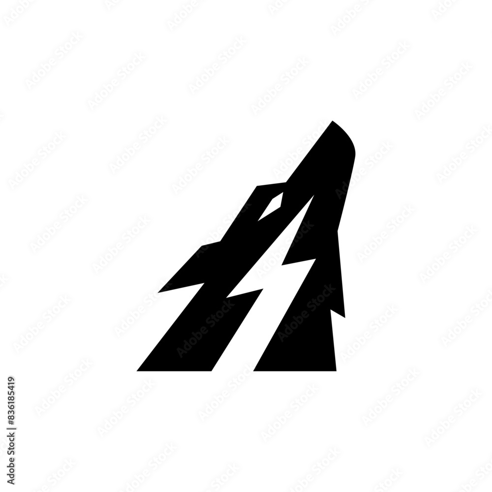 Wolf silhouette logo icon. Howling predator sign. Wild canine animal symbol design Wolf silhouette logo icon. Howling predator sign. Wild canine animal symbol design