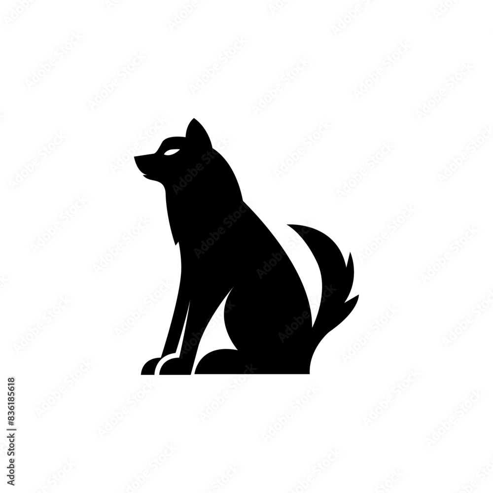 Wolf silhouette logo icon. Howling predator sign. Wild canine animal symbol design Wolf silhouette logo icon. Howling predator sign. Wild canine animal symbol design