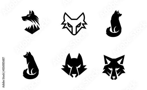 Wolf silhouette logo icon. Howling predator sign. Wild canine animal symbol design