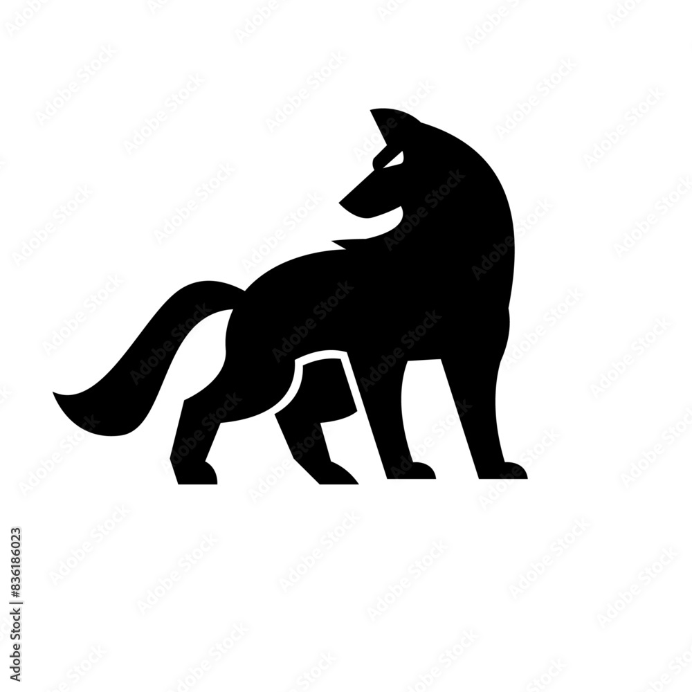 Wolf silhouette logo icon. Howling predator sign. Wild canine animal symbol design Wolf silhouette logo icon. Howling predator sign. Wild canine animal symbol design