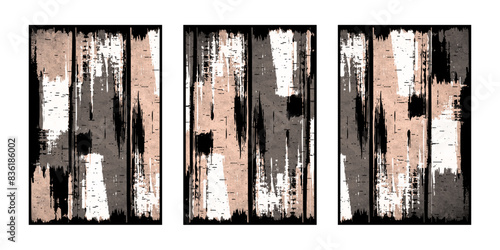Set of 3 Abstract illustration in vintage style. For use in graphics, for wall decor. .