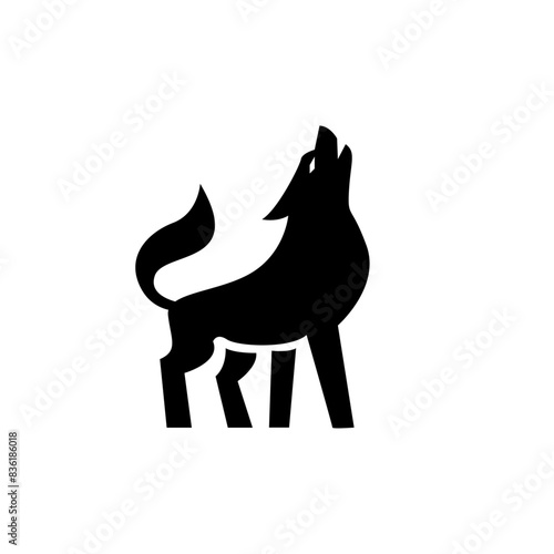 Wolf silhouette logo icon. Howling predator sign. Wild canine animal symbol design