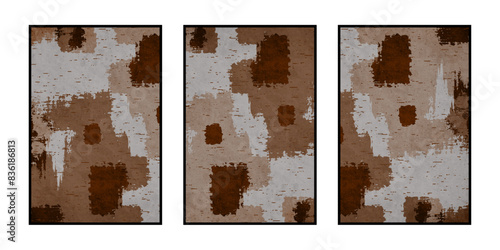 Set of 3 Abstract illustration in vintage style. For use in graphics, for wall decor. .