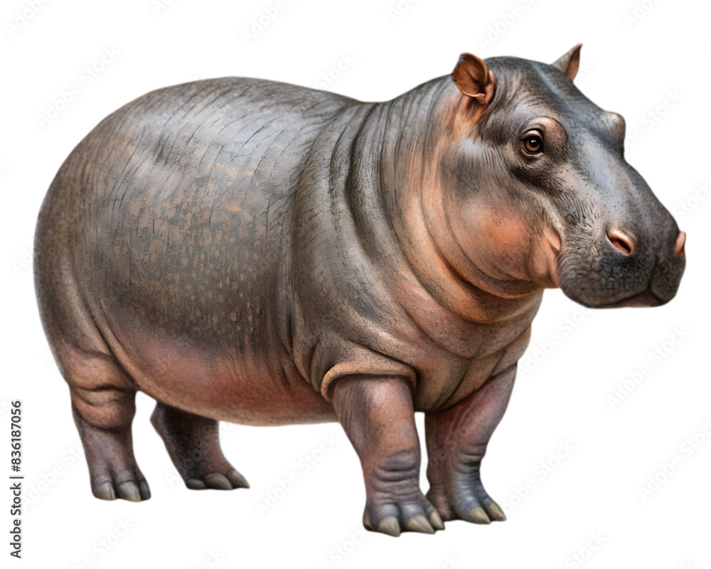 Pygmy Hippopotamus Side View Illustration, Isolated on White Background, Perfect for Educational and Wildlife Design Projects Pygmy Hippopotamus Side View Illustration, Isolated on White Background, Perfect for Educational and Wildlife Design Projects