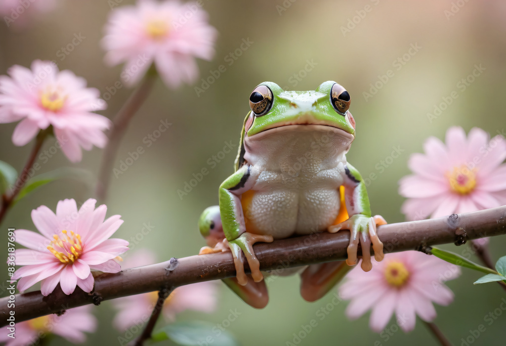 Naklejka premium Frog on branch