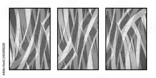 Set of 3 Abstract illustration in vintage style. For use in graphics, for wall decor. .