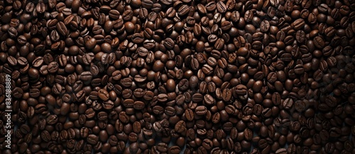 background of coffee beans texture  top view