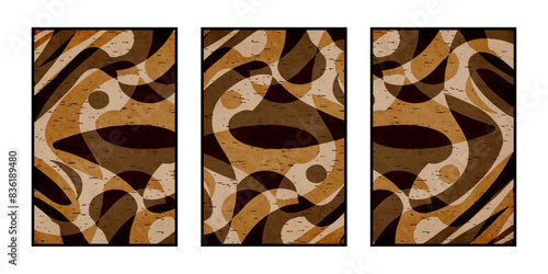 Set of 3 Abstract illustration in vintage style. For use in graphics, for wall decor. .