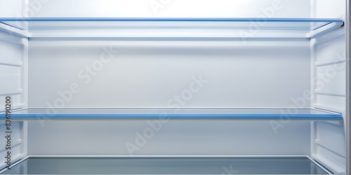 Empty clean refrigerator shelves background for health or diet concepts. Concept Healthy Lifestyle, Dieting Tips, Clean Eating, Nutrition Goals, Fridge Organization