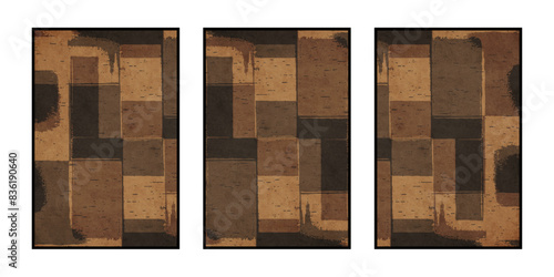Set of 3 Abstract illustration in vintage style. For use in graphics, for wall decor. .
