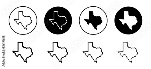 Texas map icon vector set collection for web