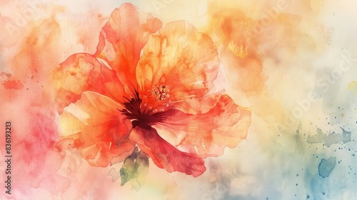 Watercolor flower in full bloom