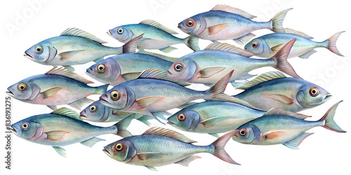 school of fish on transparent background