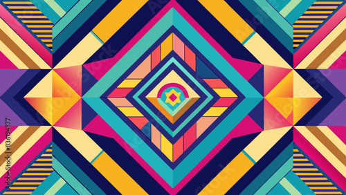 Abstract geometric patterns with a retro vibe in saturated yellows, pinks, and blues, vector graphics