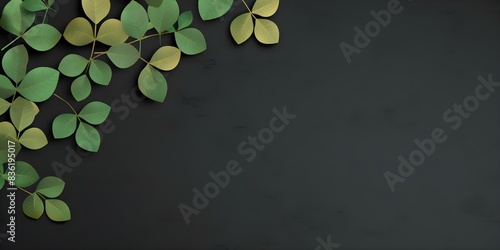 St Patricks Day banner with abstract dark background and greengolden shamrock leaves. Concept St, Patrick's Day, Banner Design, Abstract Background, Green and Gold, Shamrock Leaves photo