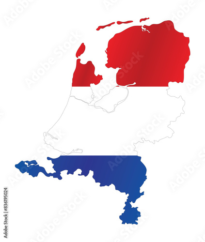 Nederland flag map national flag and country outline.