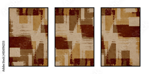 Set of 3 Abstract illustration in vintage style. For use in graphics, for wall decor. .