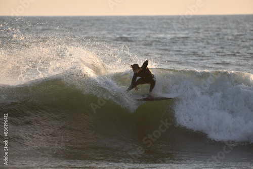 Surfer Turn Splash Cut Pacific Ocean Pose 