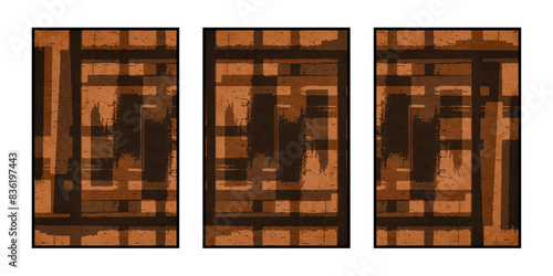 Set of 3 Abstract illustration in vintage style. For use in graphics, for wall decor. .