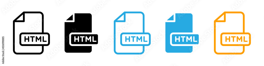 HTML script icon logo set vector HTML script icon logo set vector