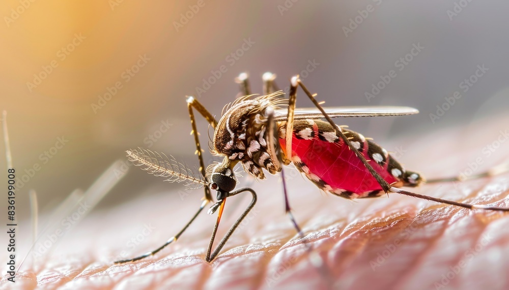 Close-Up of Mosquito Sucking Blood. Close-Up of Mosquito Sucking Blood.