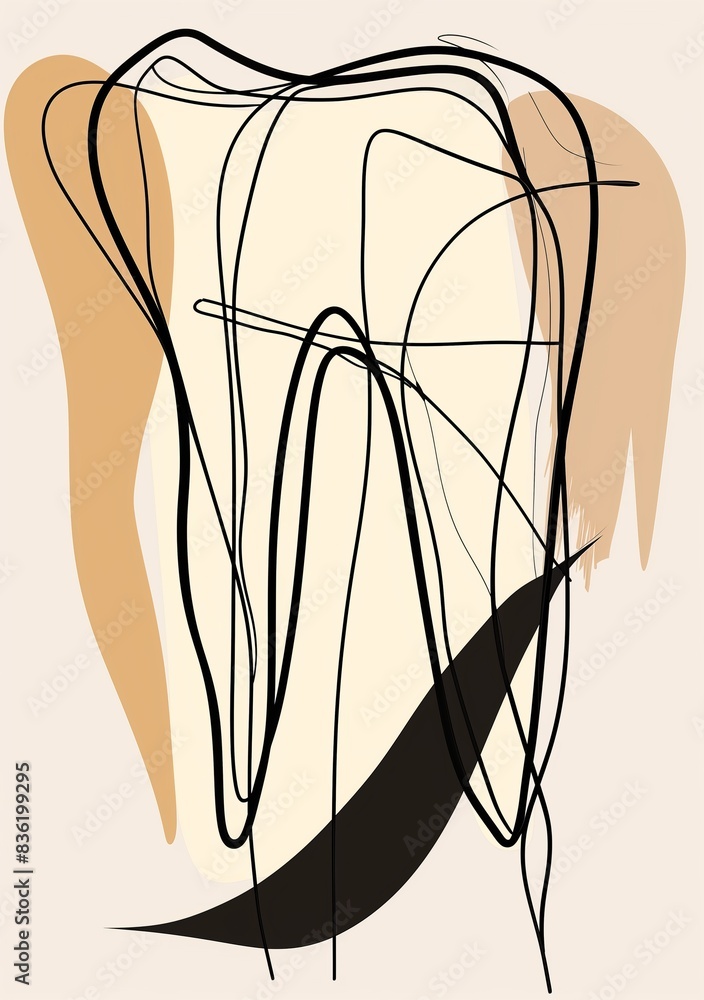 A drawing of a tooth with a black line