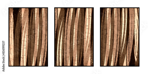 Set of 3 Abstract illustration in vintage style. For use in graphics, for wall decor. .