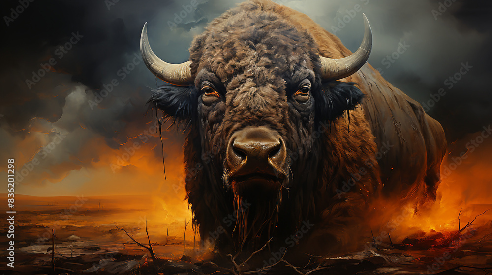 Naklejka premium buffalo in the field