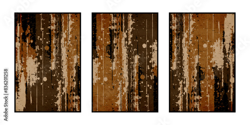 Set of 3 Abstract illustration in vintage style. For use in graphics, for wall decor. .