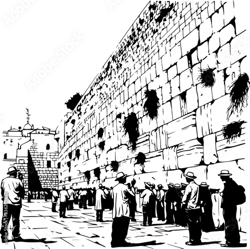 Stylized Depiction of the Western Wall: A Symbol of Spiritual Reflection