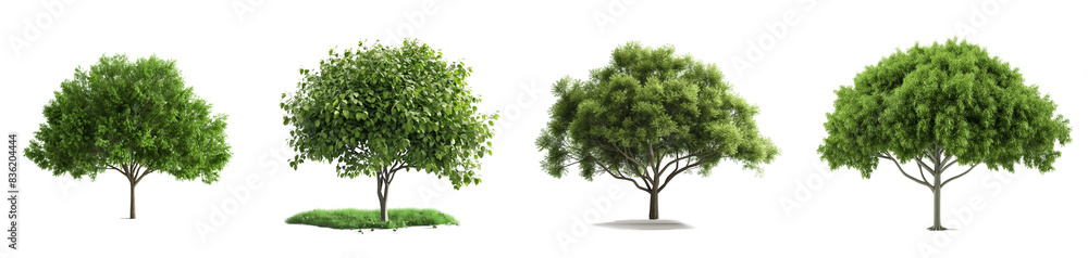 3d green trees with leaves isolated on transparent or white background 3d green trees with leaves isolated on transparent or white background