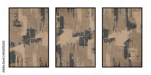 Set of 3 Abstract illustration in vintage style. For use in graphics, for wall decor. .
