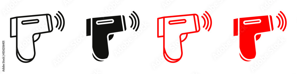 Contactless infrared thermometer icon mark in filled style Contactless infrared thermometer icon mark in filled style