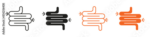 Gut constipation icon mark in filled style